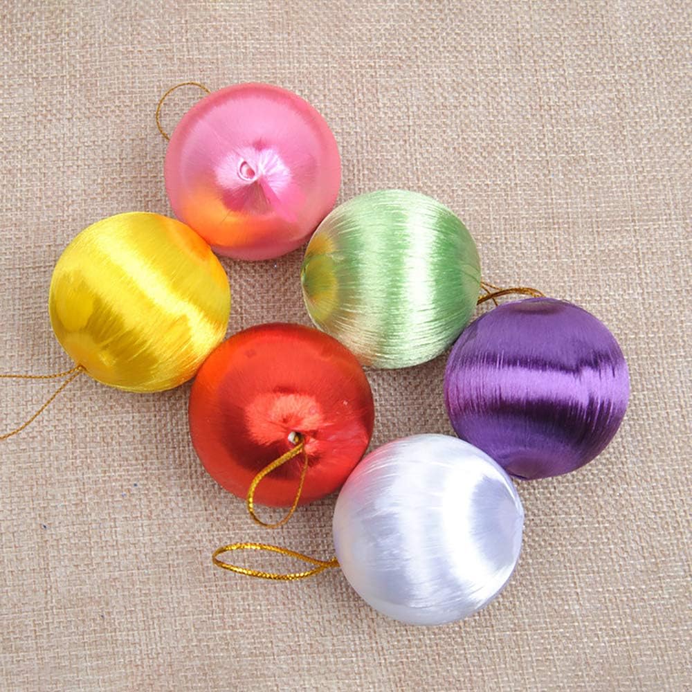 DIGISMART 6pcs/9cs Christmas Baules Balls Ornaments Shatterproof Colored Silk Thread Plastic Balls Xmas Ball Pendant Ornament
