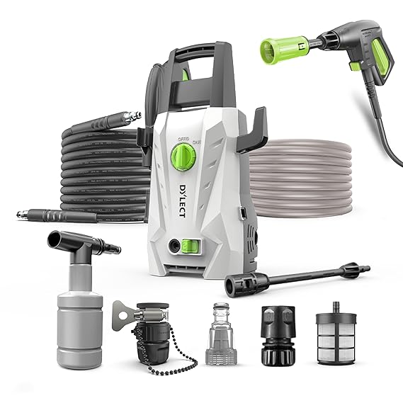[Upgraded 2026] Dylect® Ultra Flow Plus High Pressure Car Washer, 1900W Motor, 140 Bar Pressure, 6.5L/Min Flow Rate, Upright Design for Car, Bike & Home Cleaning, Now with 8M Hose, Incl 11 Accessories (RD)