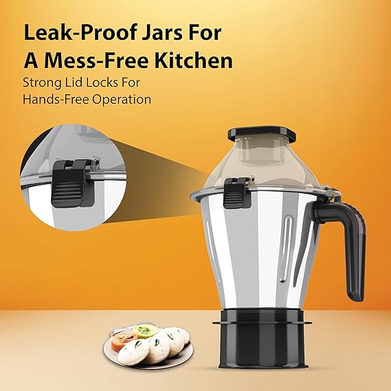 Havells Hexo Plus 1100 Watts 4 Jar Mixer Grinder| High Speed Mixie 22000 RPM motor| 100 Minutes Continuous Run Time| 2 Ltr Break Resistant Blending Jar| 5 Year Motor Manufacturer Warranty   (ASL)