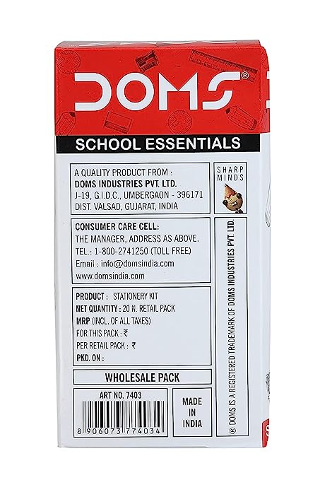 Doms School Essentials Tri Power Pencil Kit | For Dark & Neat Writing | Perfect Value Pack | Kit For School Essentials | Includes 2 Pencil & 2 Eraser