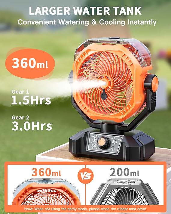 coldSky Misting Camping Fan 8136C Orange