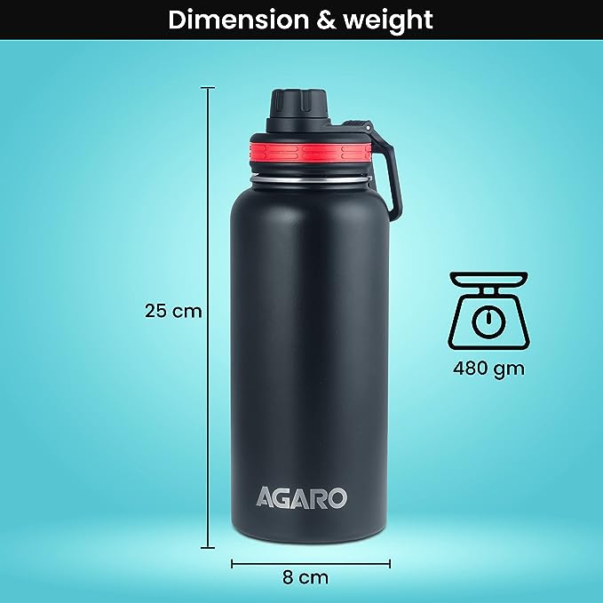 AGARO Imperial Vacuum Flask 1L TRITAN/STEEL INFUSION