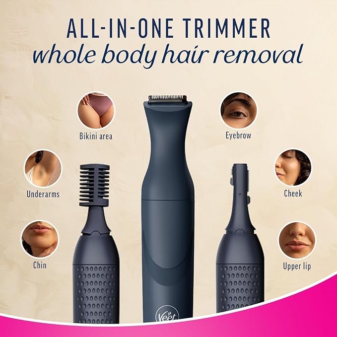 Veet Women Trimmer |All-in-One Full Body Trimmer for Women | Full Body, Bikini, Face & Eyebrow | No Nicks & Cuts | Hair Removal | Bikini Trimmer | Eyebrow Trimmer