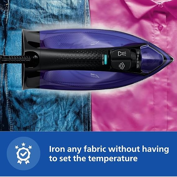 Philips PerfectCare PowerLife Steam Iron GV3925/34, 2400W | No Burns Guaranteed | OptimalTEMP Technology | Continuous Steam for All Fabrics