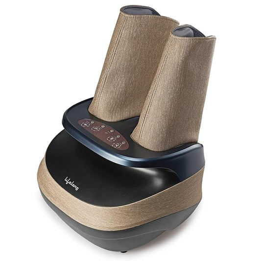 Lifelong Air Pressure Foot & Leg Massager Machine for With Heat For Home -Relaxing Shiatsu & Kneading Calf Massage with Heat & 14 Compression,6 Foot Rollers & 3 Massage Modes for Pain Relief