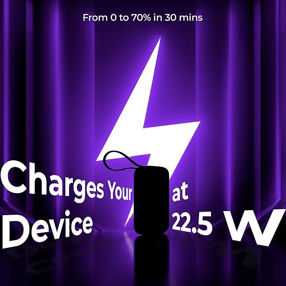 VIDA VoltBox 10-10000mAh Power Bank, 22.5 W Fast Charging, Digital LED Display, Integrated USB-C & Lightning Cables, Compact Portable Charger for Mobile Phones, Tablets, Cameras & Speakers (SD)