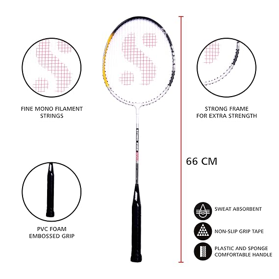 Silver's Aluminium Fire Badminton Kit (2 Racquets with Full Cover, 1 Box Shuttlecock Pack of 3) Black, Aluminium, FIRE Combo 2 with Nylon Shuttle, Black/White (ASL)