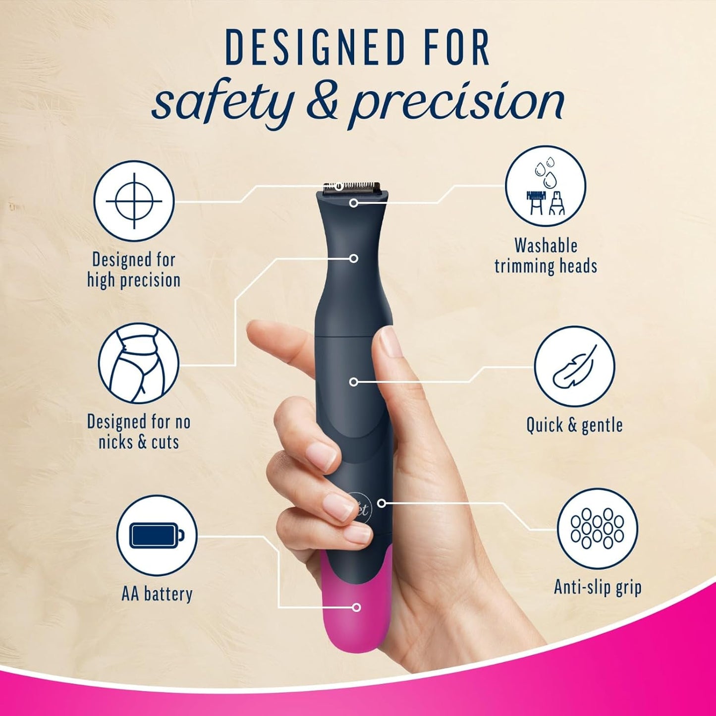 Veet Women Trimmer |All-in-One Full Body Trimmer for Women | Full Body, Bikini, Face & Eyebrow | No Nicks & Cuts | Hair Removal | Bikini Trimmer | Eyebrow Trimmer