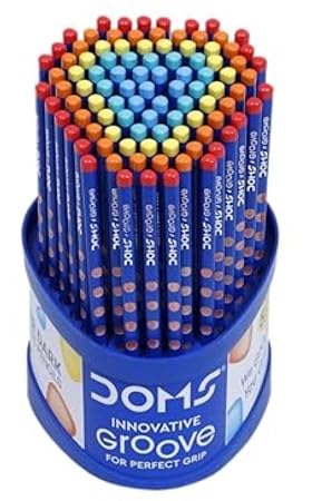 Doms Groove Super Dark Graphite Pencils | Innovative Groove For Perfect Grip | Tumbler Set Of 100 Pieces, Multicoloured, Pack Of 1 (DM8438)
