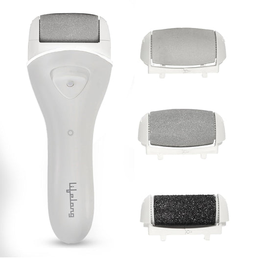 Lifelong PediGlide Soft+ 3-in-1 Callus Remover For Feet | Electronic Foot Scrubber for Dead Skin | 3 Changeable Roller Heads | Focus Light | Dual Speed Settings | Crack Heel Repair Pedicure Machine