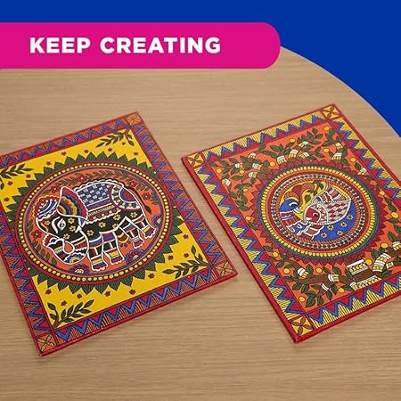 PIDILITE Madhubani Art kit I Learn Art of India with Complete DIY Painting Set with Pre-Printed Canvases, Acrylic Paints, Brushes | Perfect for Beginners & Artist | Ideal for Festive Gifting