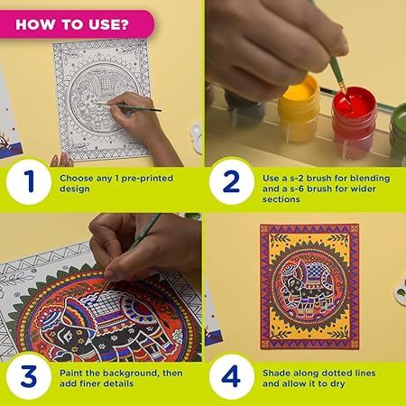 PIDILITE Madhubani Art kit I Learn Art of India with Complete DIY Painting Set with Pre-Printed Canvases, Acrylic Paints, Brushes | Perfect for Beginners & Artist | Ideal for Festive Gifting