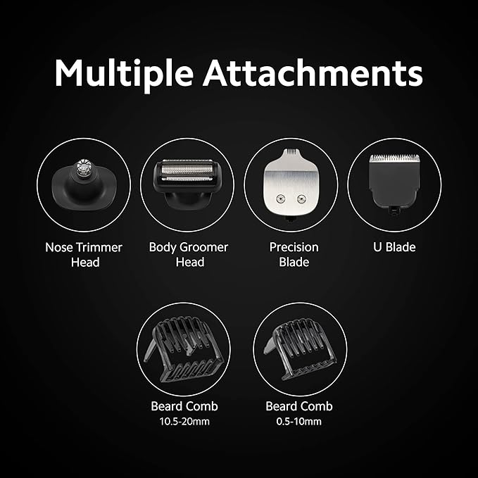 MI Xiaomi Grooming Kit,(Trimmer Kit) All-In-One Professional Styling trimmer, Body Groomer, Nose & Ear Hair Trimming blade, Beard Comb,40 Length Settings,0.5mm Precision,Type-C & 90 min Run Time,Black
