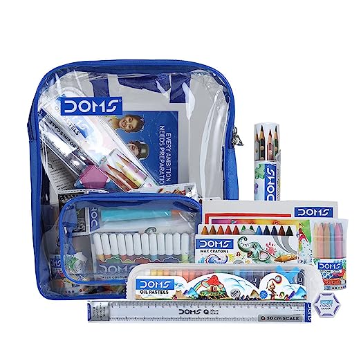 DOMS Gifting Range for Kids Pencil Smart Kit with Transparent Zipper Bag, Multicolour