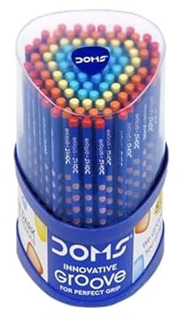 Doms Groove Super Dark Graphite Pencils | Innovative Groove For Perfect Grip | Tumbler Set Of 100 Pieces, Multicoloured, Pack Of 1 (DM8438)