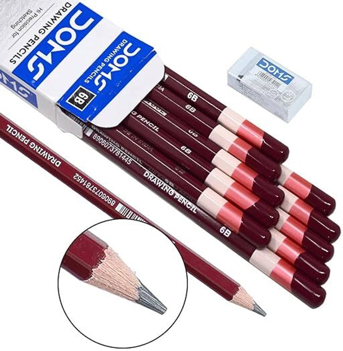 DOMS Drawing & Sketching Pencil – 6B Grade, High-Quality Graphite Pencil for Drawing, Shading & Sketching