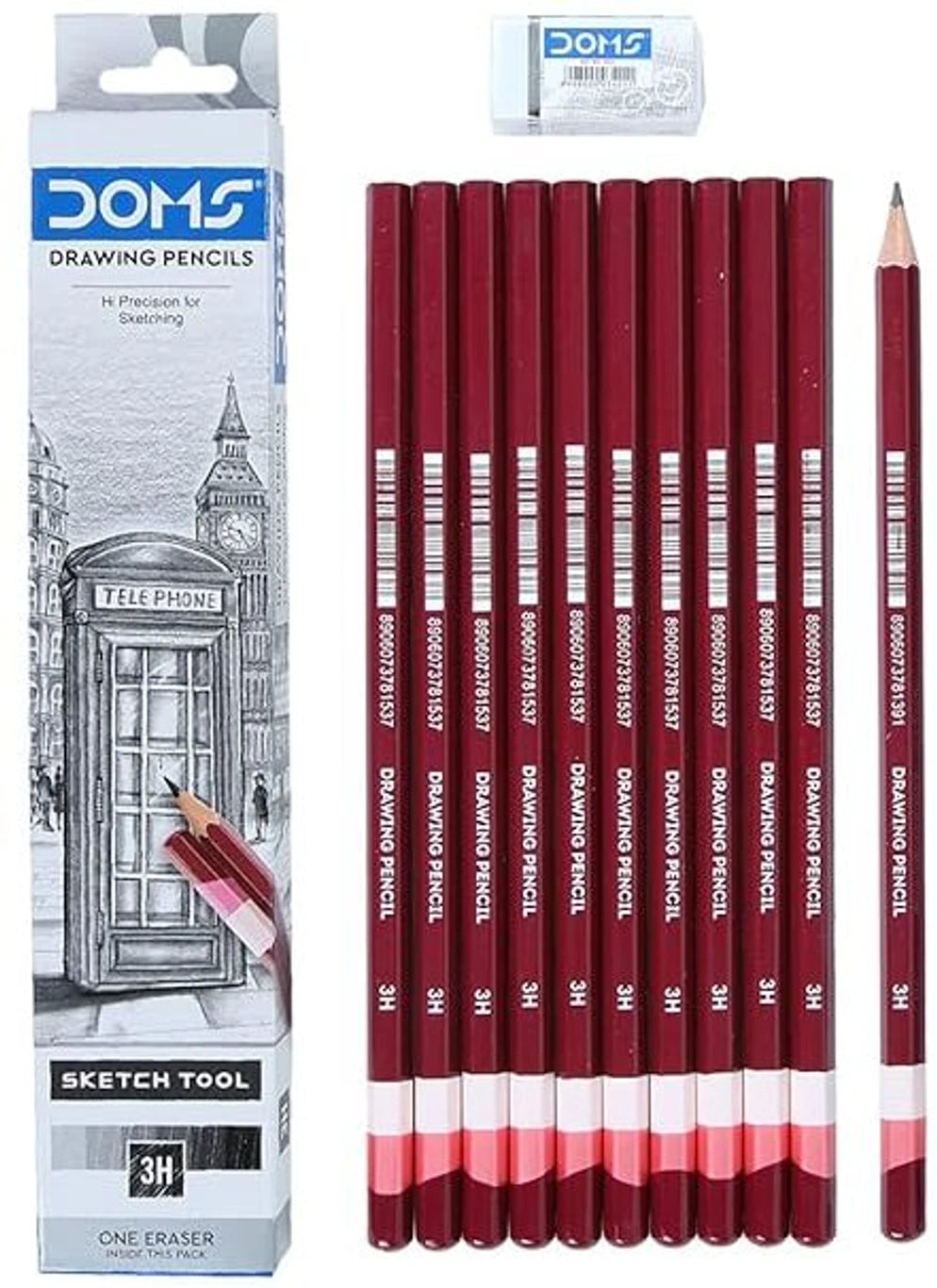 DOMS Drawing & Sketching 3H Graphite Pencil | Hard Grade Pencil for Technical Drawing, Sketching & Fine Details