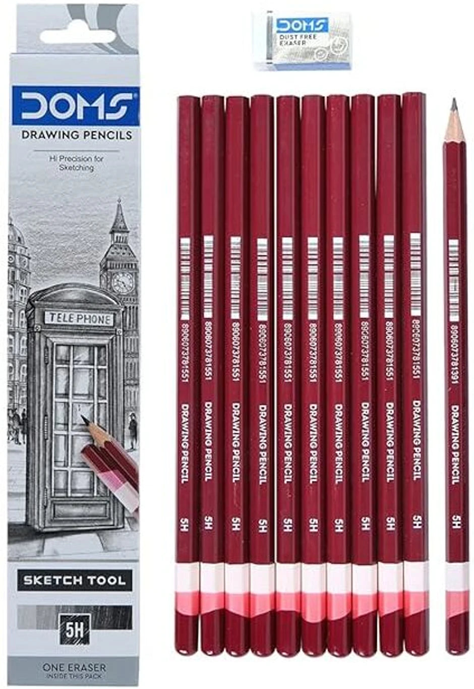 DOMS Drawing & Sketching 5H Graphite Pencil | Hard Lead for Technical Drawing, Fine Lines & Detailed Sketching