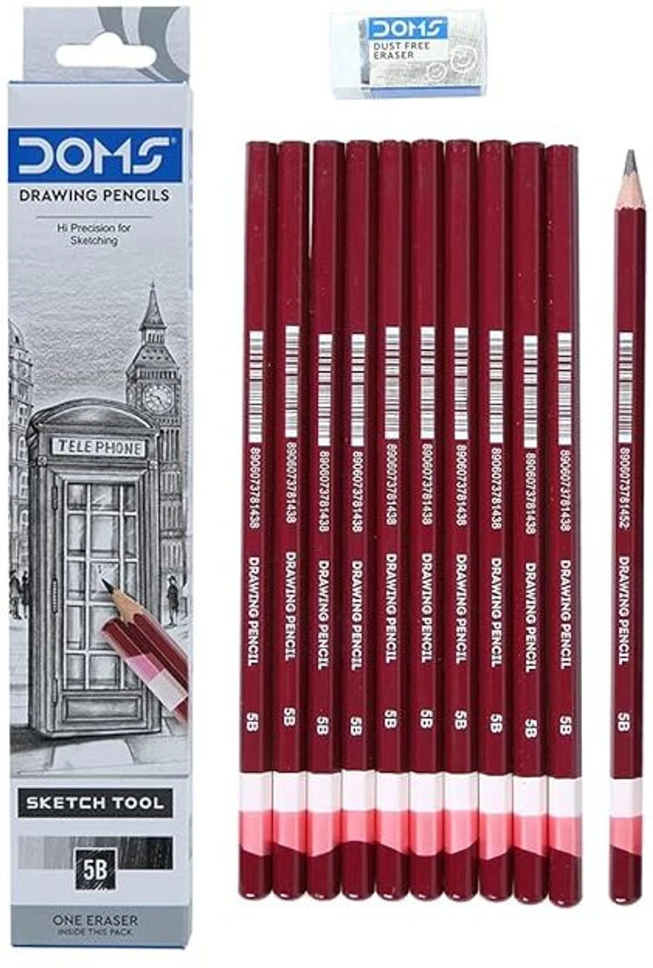 DOMS Drawing and Sketching 5B Pencil High-Quality Drawing & Sketching Pencil | Smooth Graphite Lead | Ideal for Shading, Sketching & Art