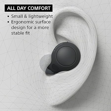 Sony WF-C700N Noise Cancellation Bluetooth Earbuds with Mic, TWS, Up to 15Hrs Battery, Adaptive Sound Control- Black Model: YY2968 (TS)
