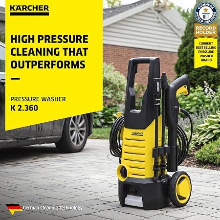 Karcher K 2.360 High Pressure Washer, 1400W, 120 Bar, 360 l/h Flow Rate, 6m Hose Pipe, Portable, Powerful & Resource-Saving Cleaning for Homes, Cars, Bikes, Gardens, Multiple Accessories, German Tech (RD)