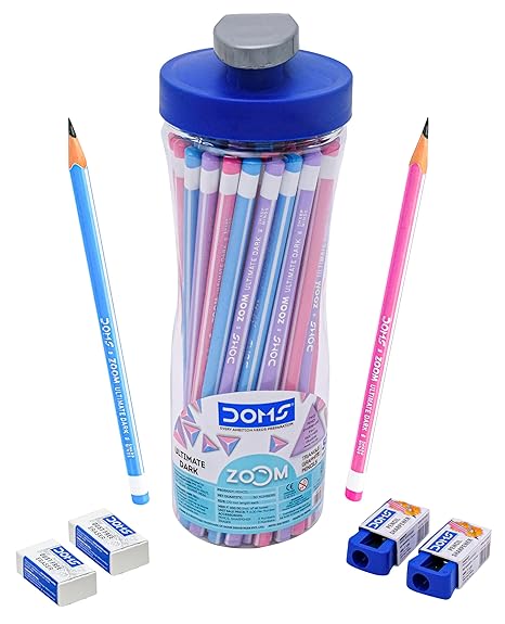 DOMS Zoom Triangle Pencil 50 Pcs Sipper, Black