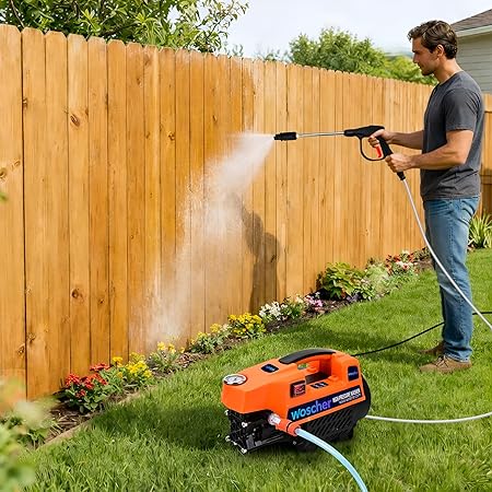 Woscher AquaWash Car Washer High Pressure Gun Pressure Washer for Car, Car Washing Pump for Car, Bike and Home Use Cleaning | 18 Months Warranty | 1800 Watts | 150 Bars | (RD)