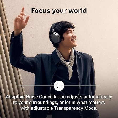 Sennheiser Momentum 4 Wireless Over Ear Headphones, German Design, ANC, 60h Battery, Customizable Sound, 4 Digital Mics for Crystal-Clear Calls, Multipoint Connectivity, 1 Yr Warranty, Graphite
