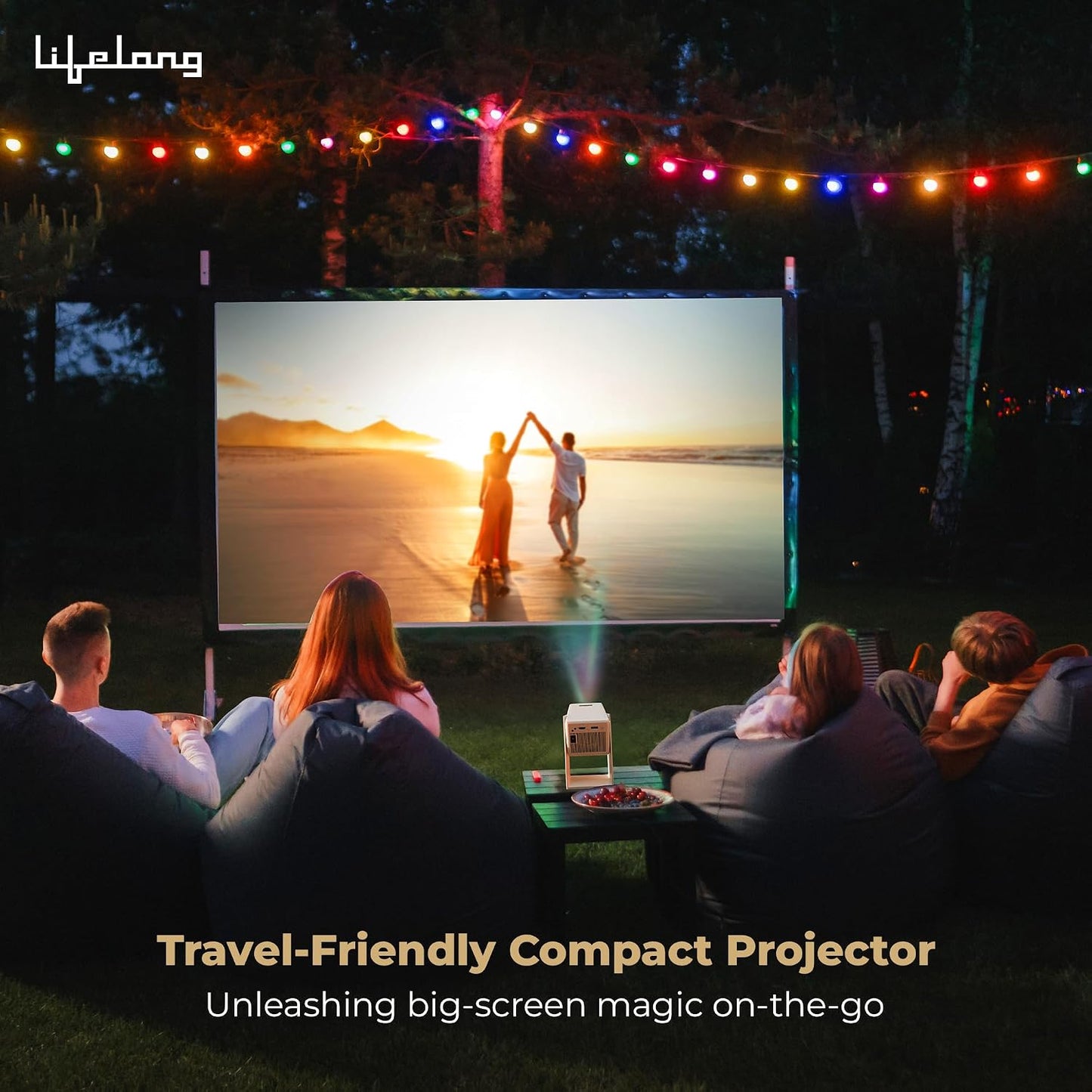 Lifelong Electronics Lightbeam 2 Pro Smart Projector | Android, 1080P HD Native&4K Ultra HD Support,4000 Lumens| ‎70 Watts|for Room&Outdoors|All OTT Apps|WiFi/BT, Mirroring, USB, HDMI, 180°, Speakers  (TS)