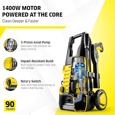 Karcher K 2.360 High Pressure Washer, 1400W, 120 Bar, 360 l/h Flow Rate, 6m Hose Pipe, Portable, Powerful & Resource-Saving Cleaning for Homes, Cars, Bikes, Gardens, Multiple Accessories, German Tech (RD)