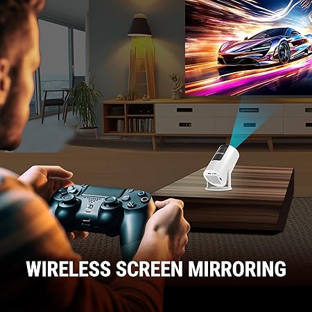 Ant Esports View 521 Smart LED Projector - White | 1080P & 4K Support I 2500 Lumens I WiFi +BT, Android 9 I HDMI/USB I Upto 130"(330cm) Max Screen I Speaker Power 3W I 720P Native Included 120" Screen