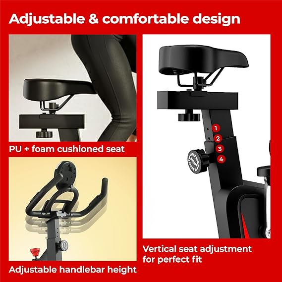Lifelong Fit Pro Spin Fitness Bike for Home | Exercise Bike for Cardio Workout with 7 KG Flywheel, Adjustable Resistance & LED Display | Cushioned Adjustable Seat | Non-Slip Pedals | Max User Weight 120 KG  (ASL)