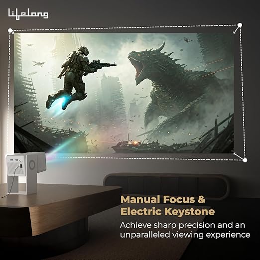 Lifelong Electronics Lightbeam 2 Pro Smart Projector | Android, 1080P HD Native&4K Ultra HD Support,4000 Lumens| ‎70 Watts|for Room&Outdoors|All OTT Apps|WiFi/BT, Mirroring, USB, HDMI, 180°, Speakers  (TS)