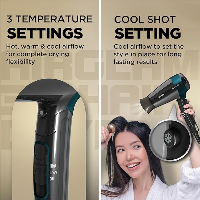 Havells Styling Hair Dryer | Hypersonic Motor | 3 Detachable Attachment| Diffuser, Quill-Style Comb, Aerofocus Nozzle|3 Temperature/2 Speed Settings| Cool Shot| 1200 W |2 years guarantee|HD4161