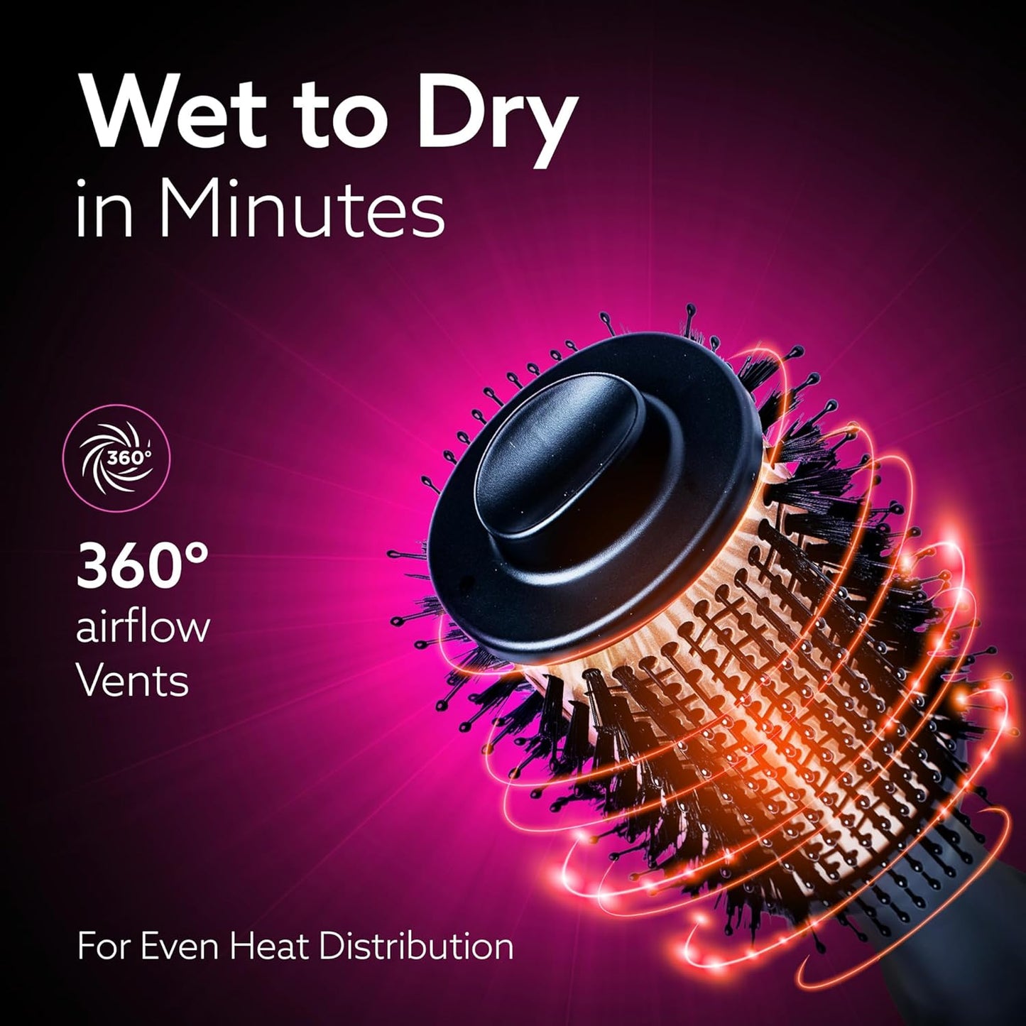 AGARO HV2179 Hot Air Brush for Hair, Blow Dryer Brush, Volumizer & Styler, 360° Airflow Vent, Oval Barrel for Hair Volume, Charcoal Bristles, Ceramic Coating Brushing Head, 1200W, Gold & Black