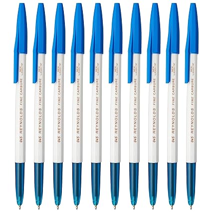 Reynolds 045 Ball Pens | Fine Point (0.7mm) | Blue Ink | 10 Count