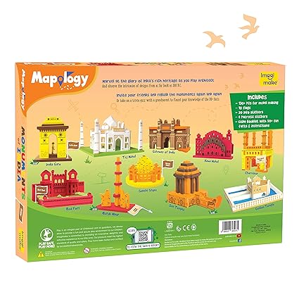 Mapology Monuments of India - Construction Set - Make 10 Monuments - Educational Toy for Boys & Girls Above 5 Years (Multicolour) (10 Pieces)