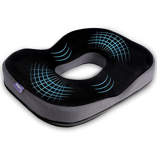 Careforce Donut Pillow for Tailbone Pain Relief Orthopedic Coccyx Cushion for Sitting, Hemorrhoids & Piles Relief, Sciatica Support Donut Seat Cushion for Office Chair, Car Seat & Wheelchair-Blackgrey