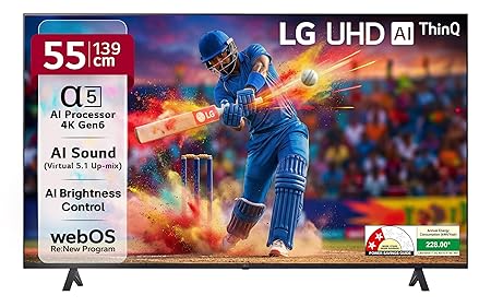 LG 139cm (55) UHD 75006LC Smart TV with α5 AI Processor 4K Gen6, Game Optimizer & Dashboard, HGIG Mode 2025 (APEX)