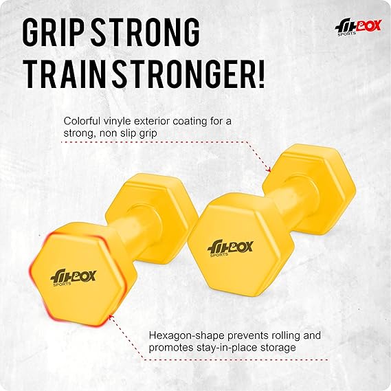 FitBox Sports Premium 2kg (1kg x 2) Vinyl Coated Cast Iron Dumbbells for Exercise & Fitness | Strength Training for Home Gym - Panther Pink (ASL)