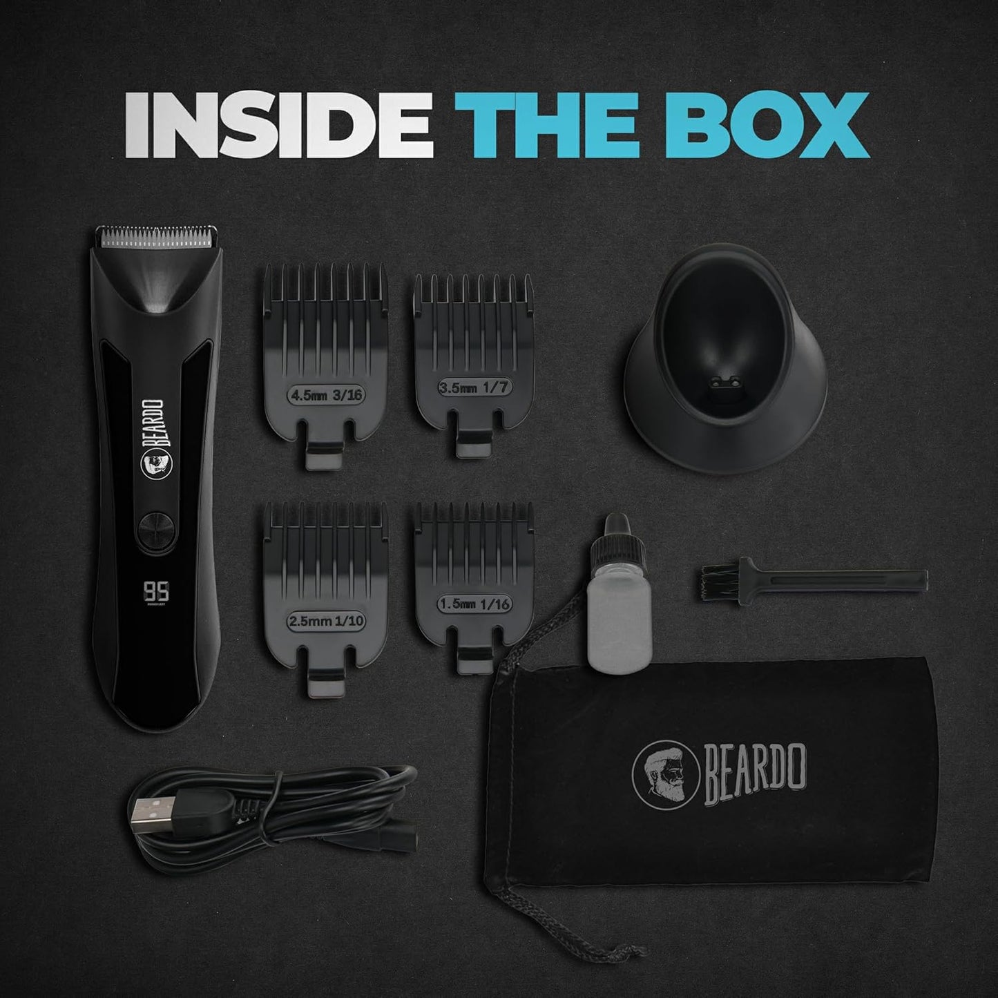 Beardo incrediBALL Trimmer for Men | Ball Trimmer for Men with Skin Safe Tech | No Nicks with Ceramic Blades | Shower friendly IPX5 Water resistant | LED display, LED torch, Dock | Use as per directions |