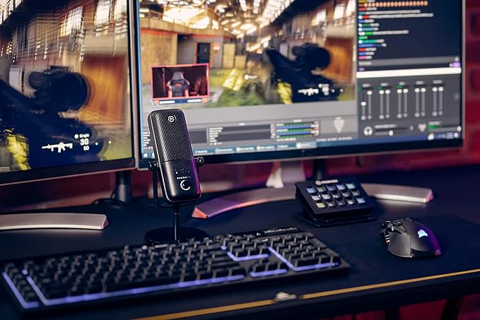 Elgato Wave:3 Premium USB Condenser Unidirectional Microphone and Digital Mixing Solution, Anti-Clipping Technology, Capacitive Mute, Streaming and Podcasting, (10MAB9901, Black) (SD)