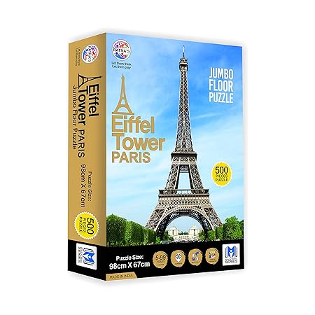 Ratna's Jumbo Floor Puzzle Eiffel Tower 500 Pieces Jumbo Jigsaw Puzzle Size (98 cm X 67 cm)