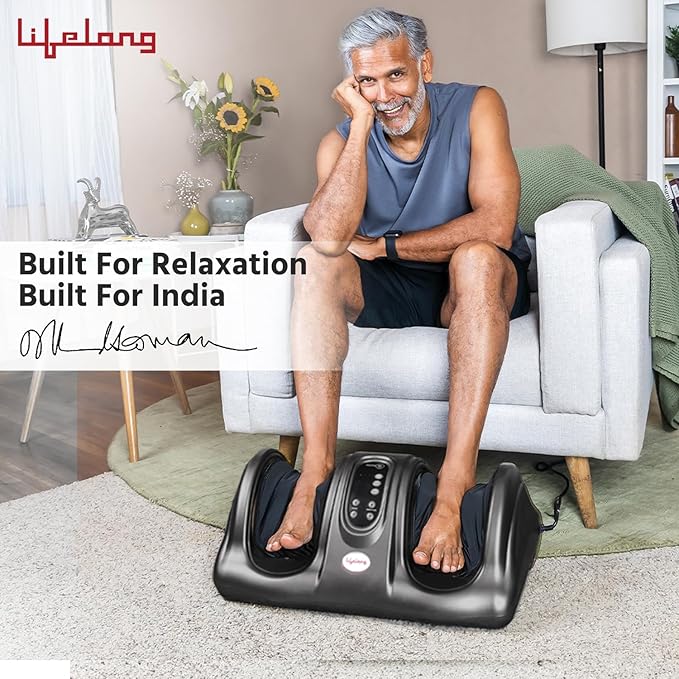Lifelong Foot Massager Machine For Pain Relief With Kneading Function - Also Used As Leg Calf Massager - Corded Electric Foot Massage Machine For Home With Customizable Settings (LLM360, Grey)