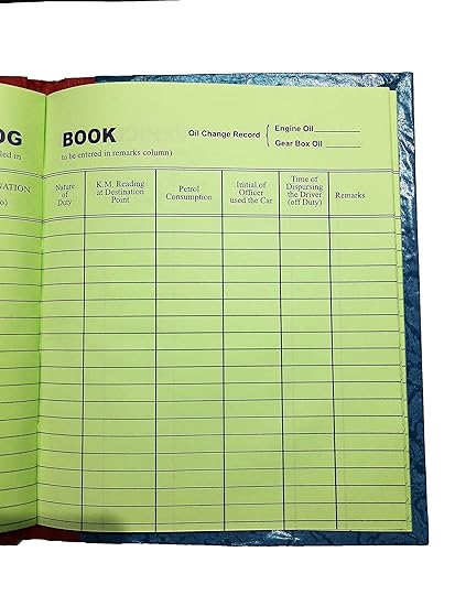 SARASWATI Vehicle Log Book Short Size - Hard Bound - 21 x 17 cm - 40 Pages Single - 75 GSM Thick Ledger Paper (Pack of 1)