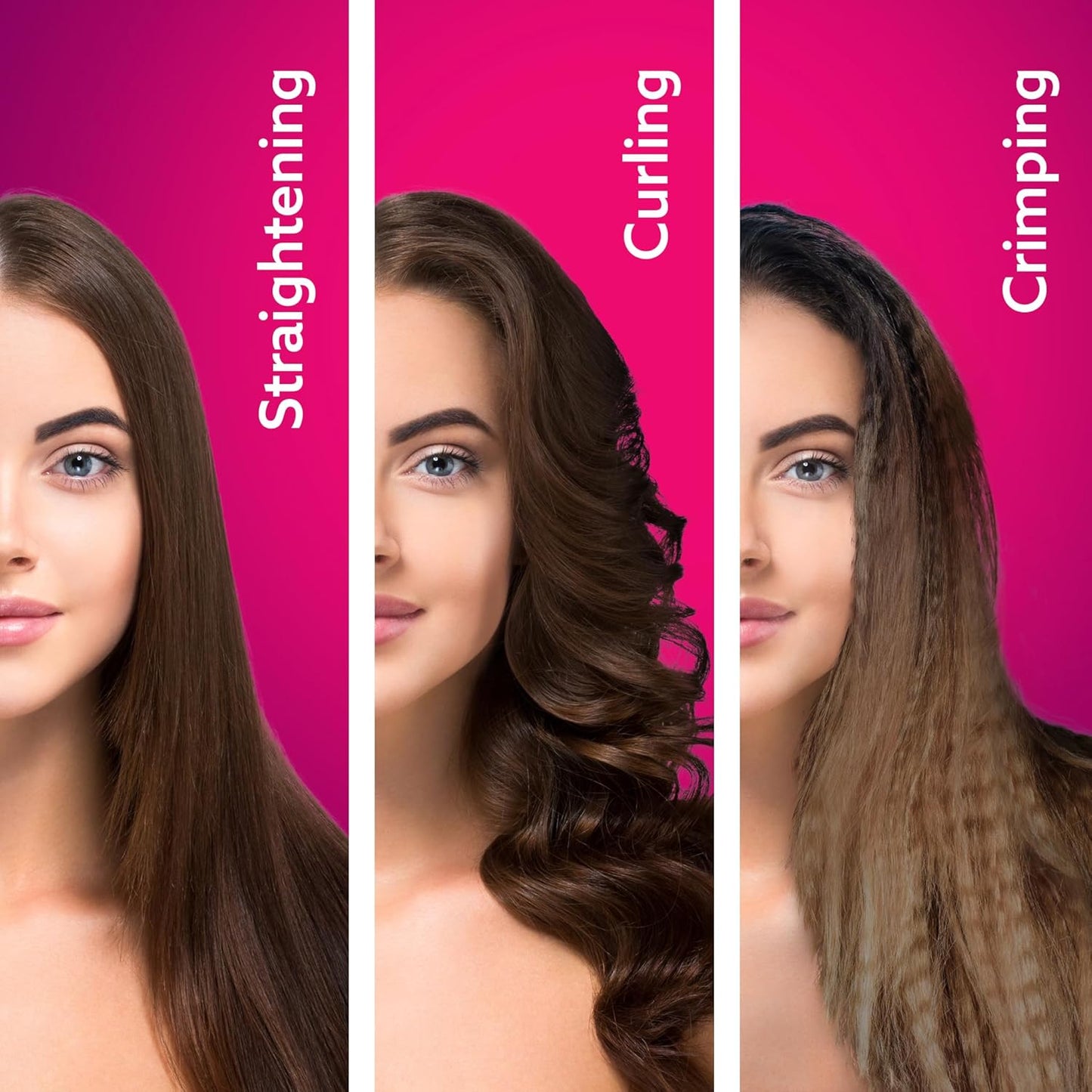 AGARO 3in1 Hair Styler, Straightener, Crimper, Curler For Women HS1119, Keratin Infused Ceramic Coated Plate, Variable Style Settings, Hair styling, Colour Black & Rose Gold