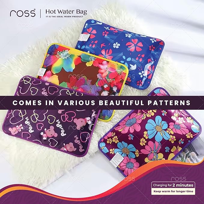 Ross Electric Hot Water Bag & Heating Pad | Rechargeable Gel Hot Bag for Pain Relief, Back Pain, Cramps, Muscle Aches & Winter Warmth | Fast Heating, No Water Filling Needed, Soft Fabric | Men & Women