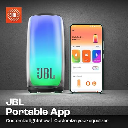 JBL Pulse 5, Wireless Portable Bluetooth Speaker, 40 Watt, Customized 360° Lightshow Portable App, Pro Sound, Deep Bass, 12 Hours Playtime, PartyBoost, IP67 Waterproof & Dustproof