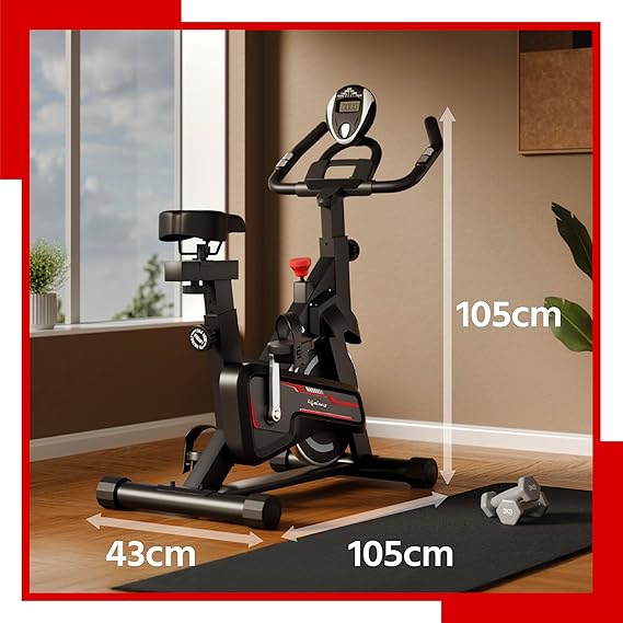 Lifelong Fit Pro Spin Fitness Bike for Home | Exercise Bike for Cardio Workout with 7 KG Flywheel, Adjustable Resistance & LED Display | Cushioned Adjustable Seat | Non-Slip Pedals | Max User Weight 120 KG  (ASL)