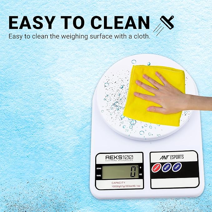 Ant Esports AEKS100 Kitchen Weighing Machine/Food Scale for Health, Fitness, Shop,Home Baking & Cooking with Large LCD Display,Tare Function, OverLoad Indicator, Weigh Up to 10Kgs, 30 Months Warranty